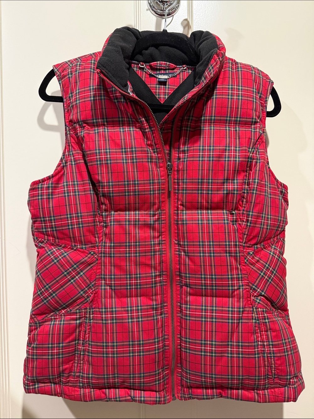 Tommy Hilfiger Red Plaid Quilted Puffer Vest